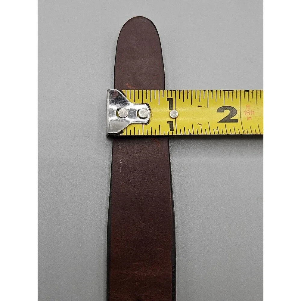Men's Brown Italian Calf Belt Made in USA Brass Buckle 34 Tapered